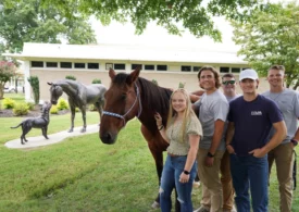 Trouper the Mustang Welcomes Students Back